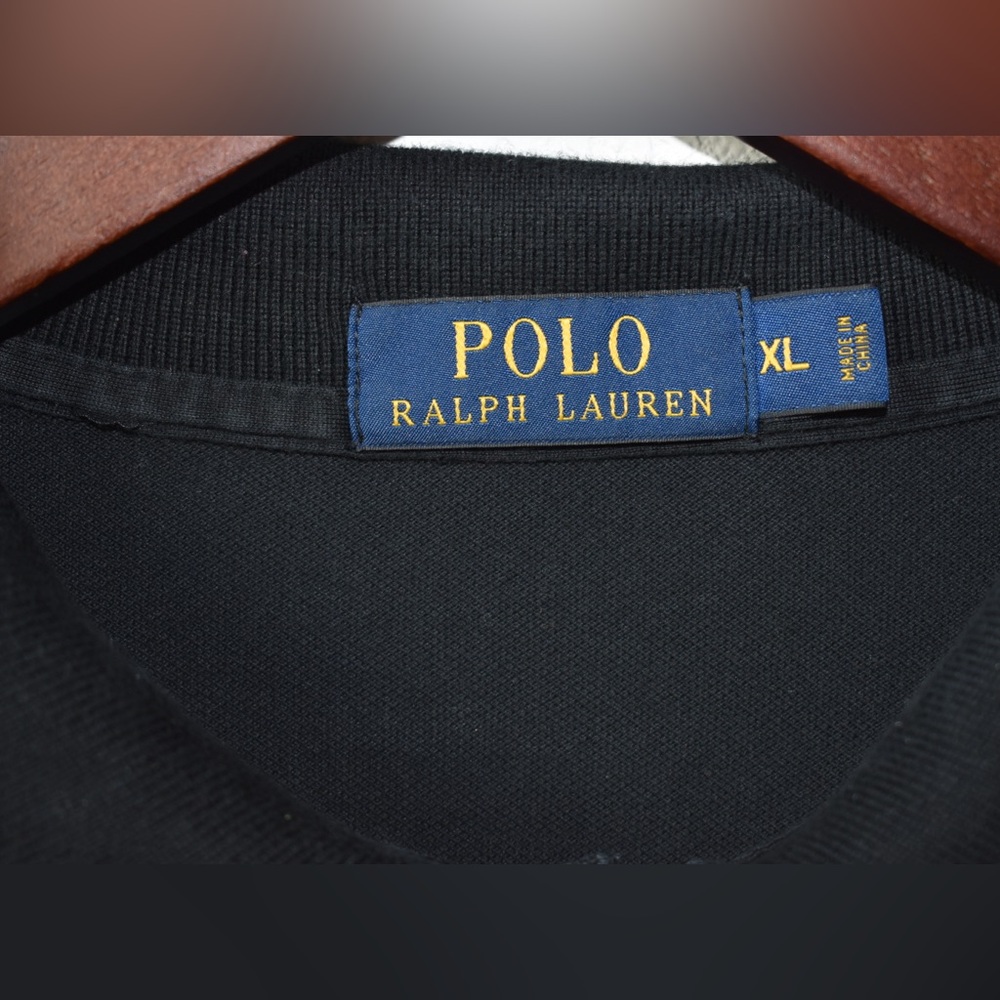 Ralph Lauren Men’s Black Long-Sleeve Polo with White Logo and Red-Trim Collar - Picture 4 of 4